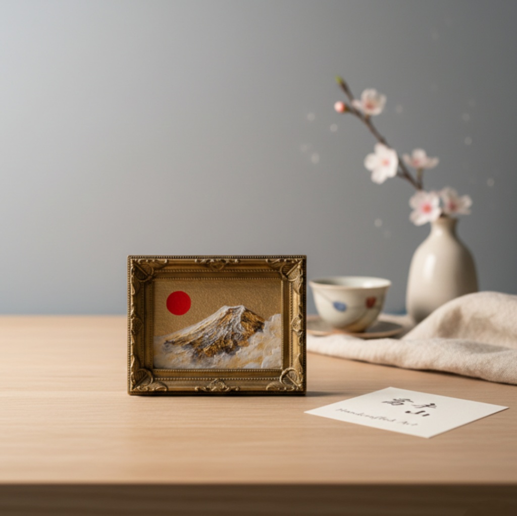 油絵 油彩 油彩画 絵 絵画 ミニ絵画 【黄金富士】