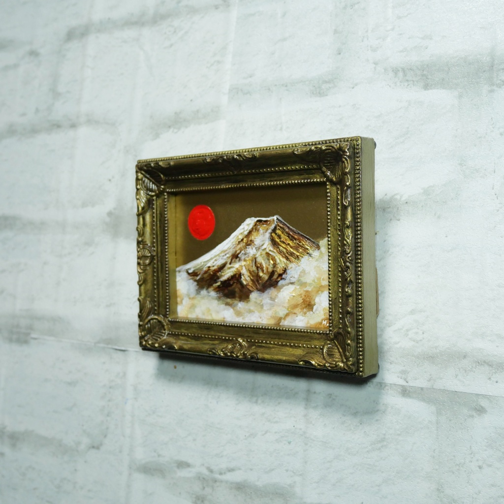 油絵 油彩 油彩画 絵 絵画 ミニ絵画 【黄金富士】