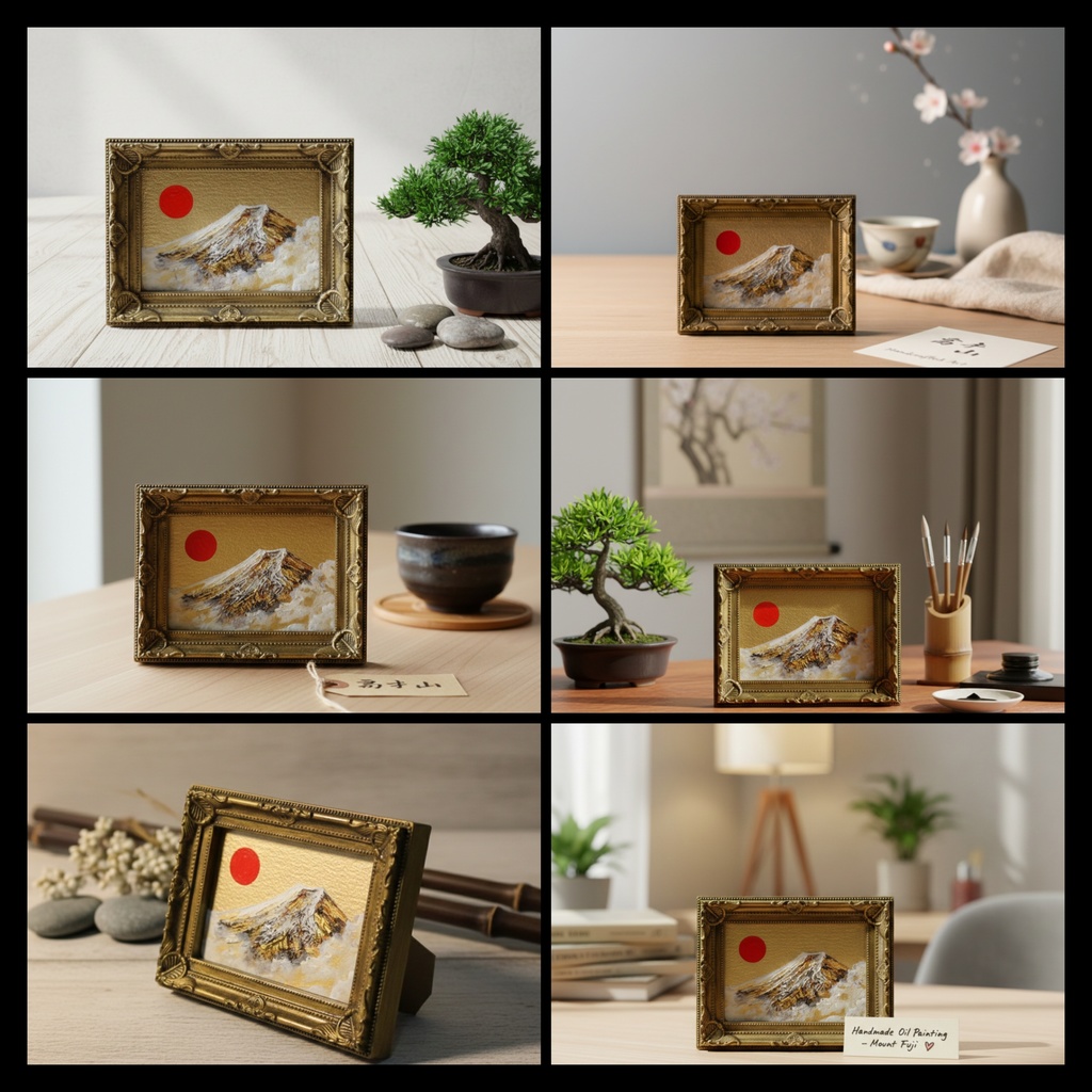 油絵 油彩 油彩画 絵 絵画 ミニ絵画 【黄金富士】