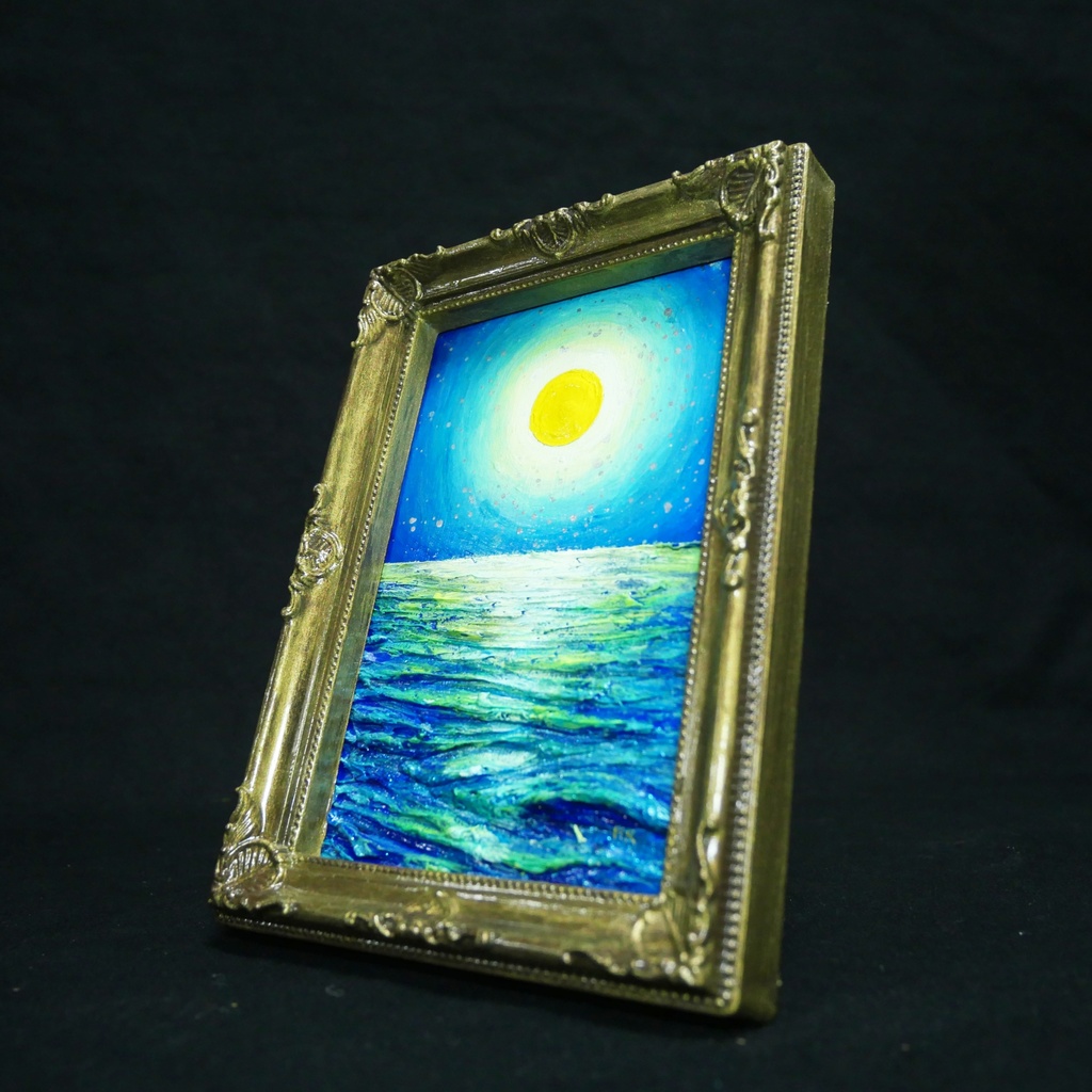 油絵 油彩 油彩画 絵 絵画 ミニ絵画【月の海】