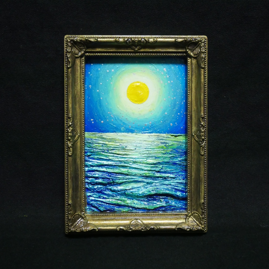 油絵 油彩 油彩画 絵 絵画 ミニ絵画【月の海】