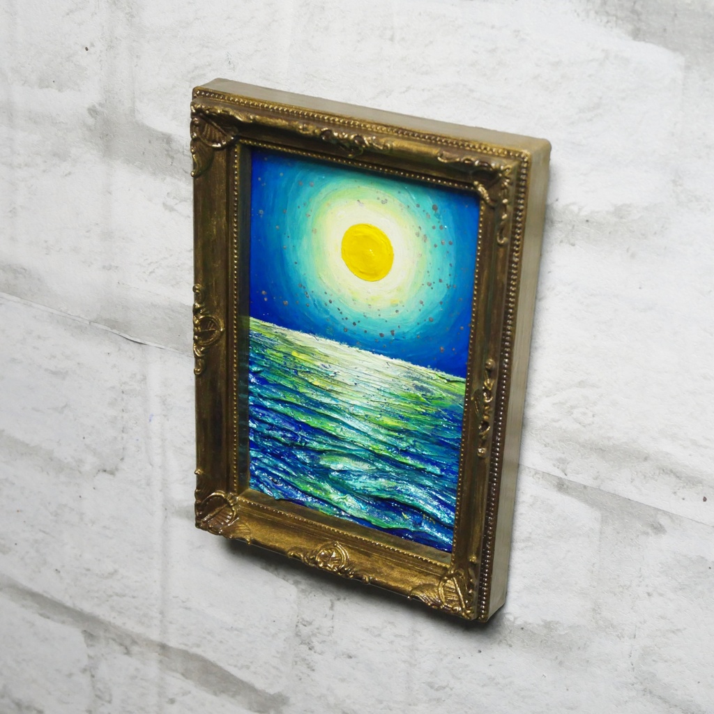 油絵 油彩 油彩画 絵 絵画 ミニ絵画【月の海】