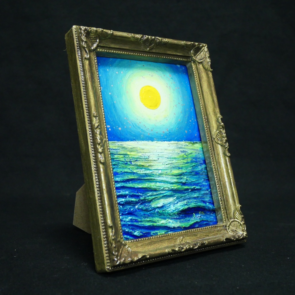 油絵 油彩 油彩画 絵 絵画 ミニ絵画【月の海】