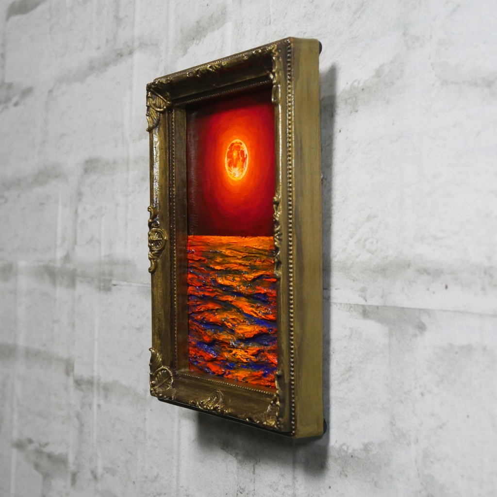 油絵 油彩 油彩画 絵 絵画 ミニ絵画【神秘的な夜】