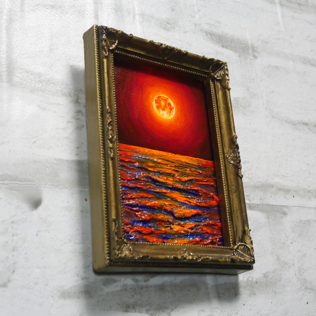 油絵 油彩 油彩画 絵 絵画 ミニ絵画【神秘的な夜】