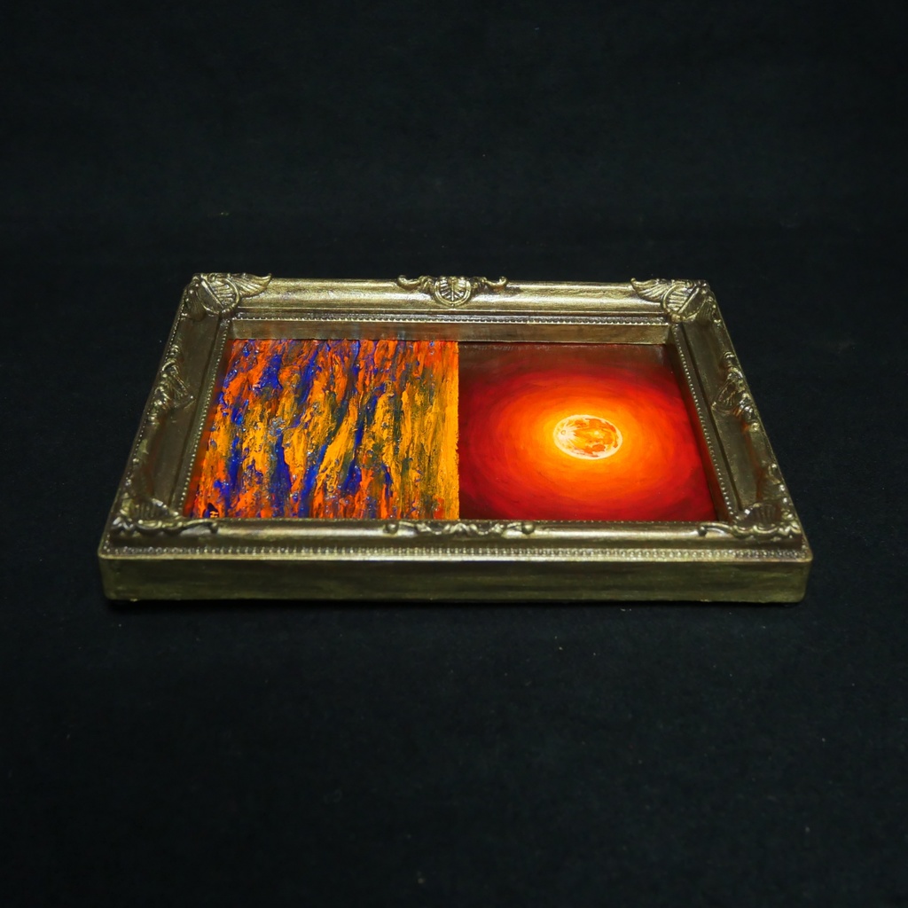 油絵 油彩 油彩画 絵 絵画 ミニ絵画【神秘的な夜】