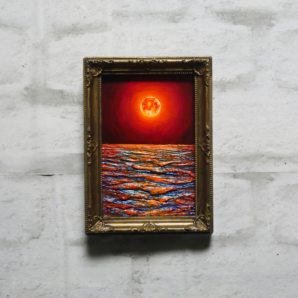 油絵 油彩 油彩画 絵 絵画 ミニ絵画【神秘的な夜】