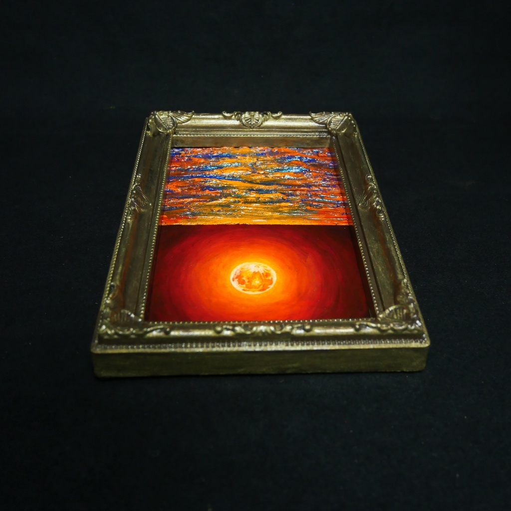 油絵 油彩 油彩画 絵 絵画 ミニ絵画【神秘的な夜】