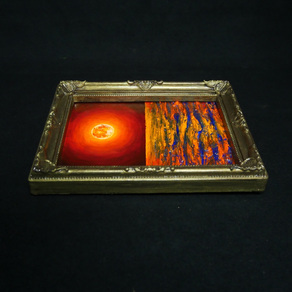 油絵 油彩 油彩画 絵 絵画 ミニ絵画【神秘的な夜】