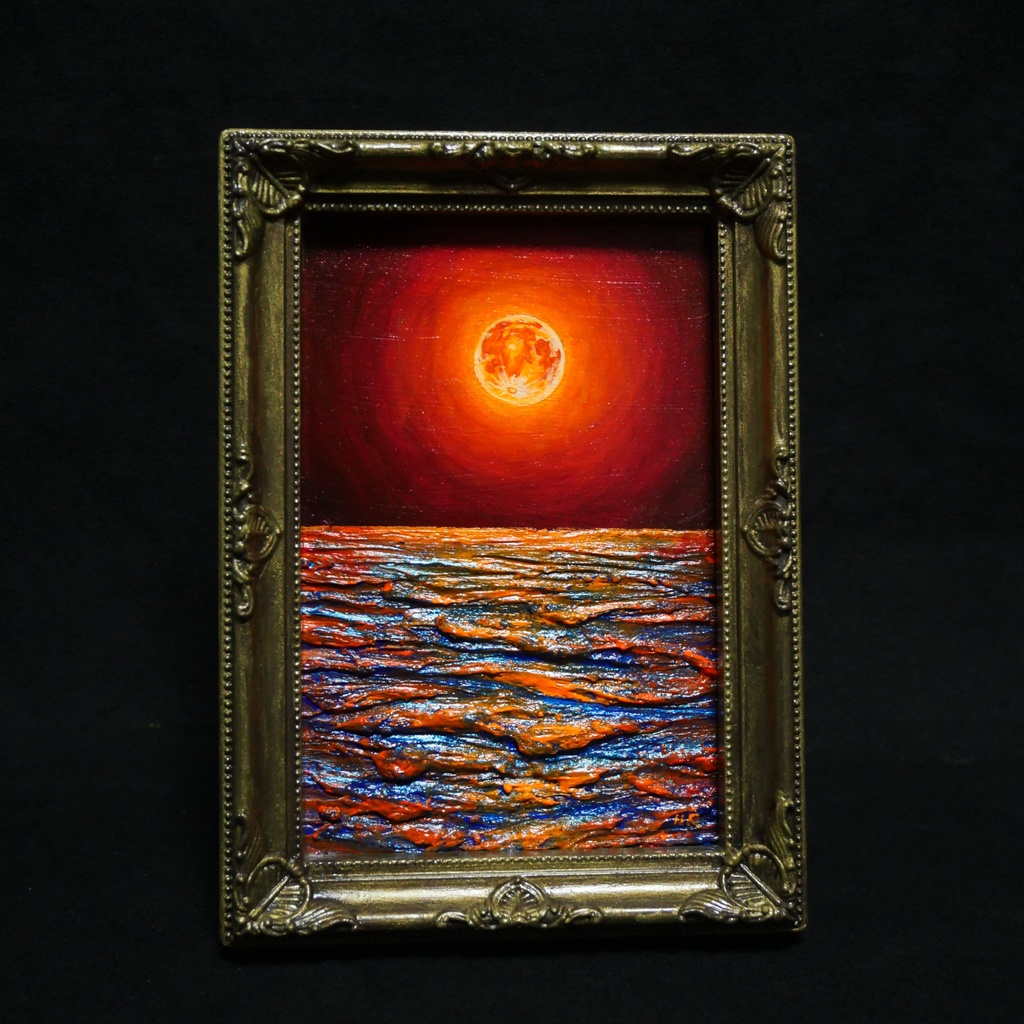 油絵 油彩 油彩画 絵 絵画 ミニ絵画【神秘的な夜】