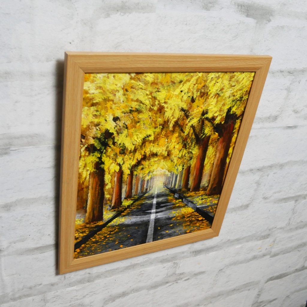 油絵 油彩 油彩画 絵 絵画【黄金色の並木道】