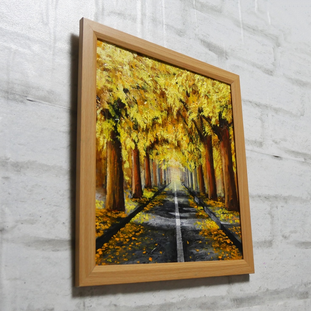 油絵 油彩 油彩画 絵 絵画【黄金色の並木道】