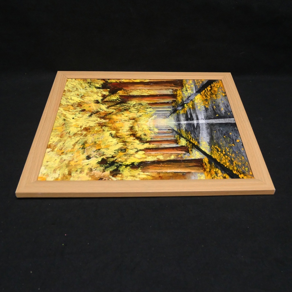 油絵 油彩 油彩画 絵 絵画【黄金色の並木道】