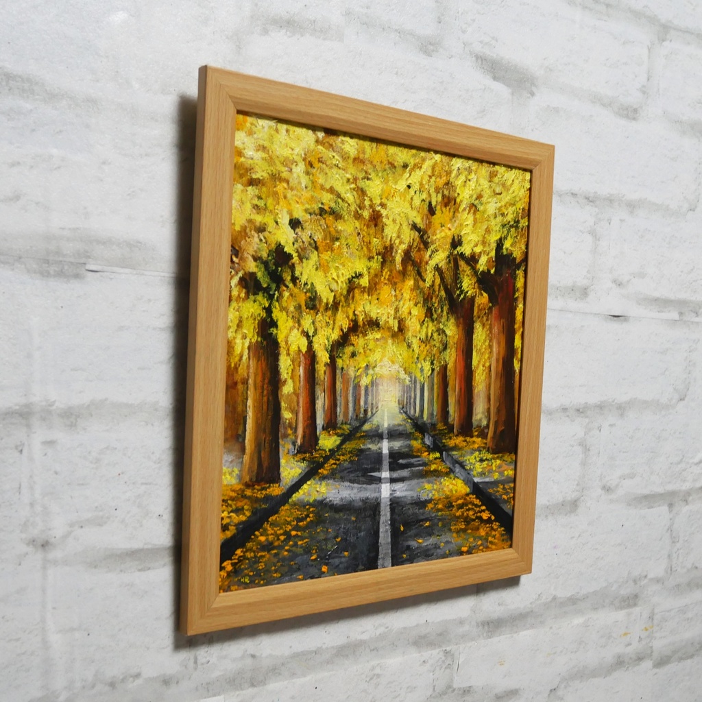 油絵 油彩 油彩画 絵 絵画【黄金色の並木道】