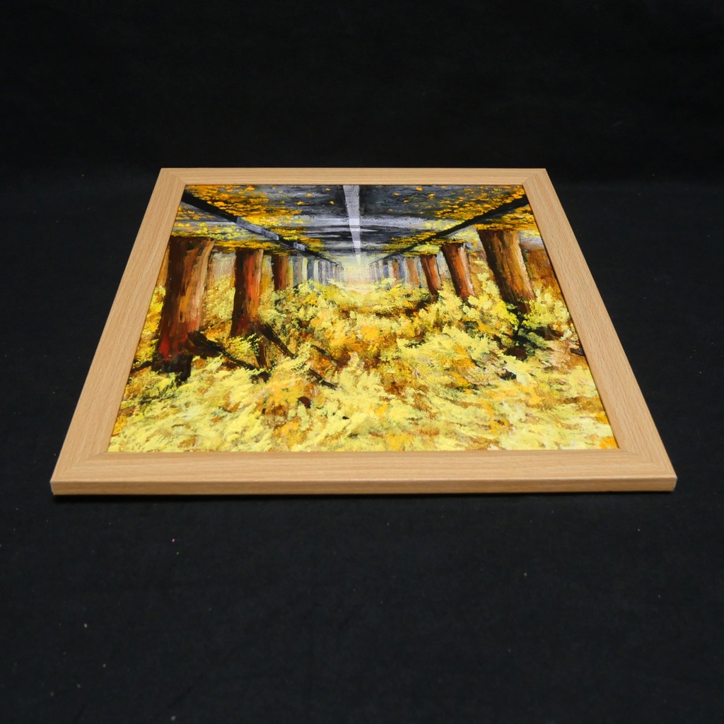 油絵 油彩 油彩画 絵 絵画【黄金色の並木道】