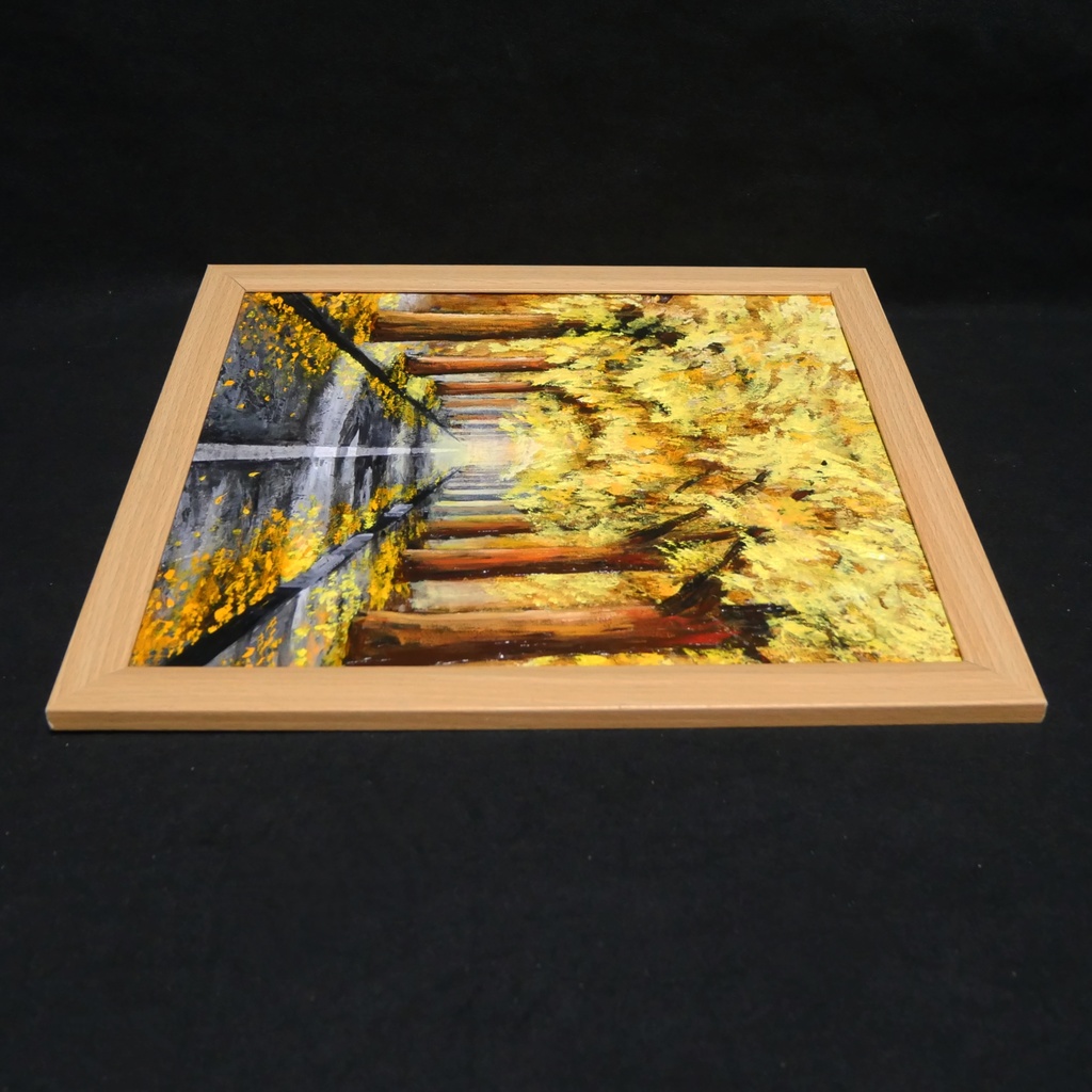 油絵 油彩 油彩画 絵 絵画【黄金色の並木道】