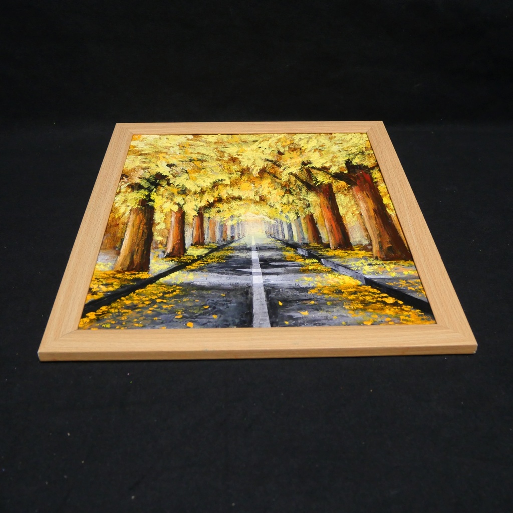 油絵 油彩 油彩画 絵 絵画【黄金色の並木道】