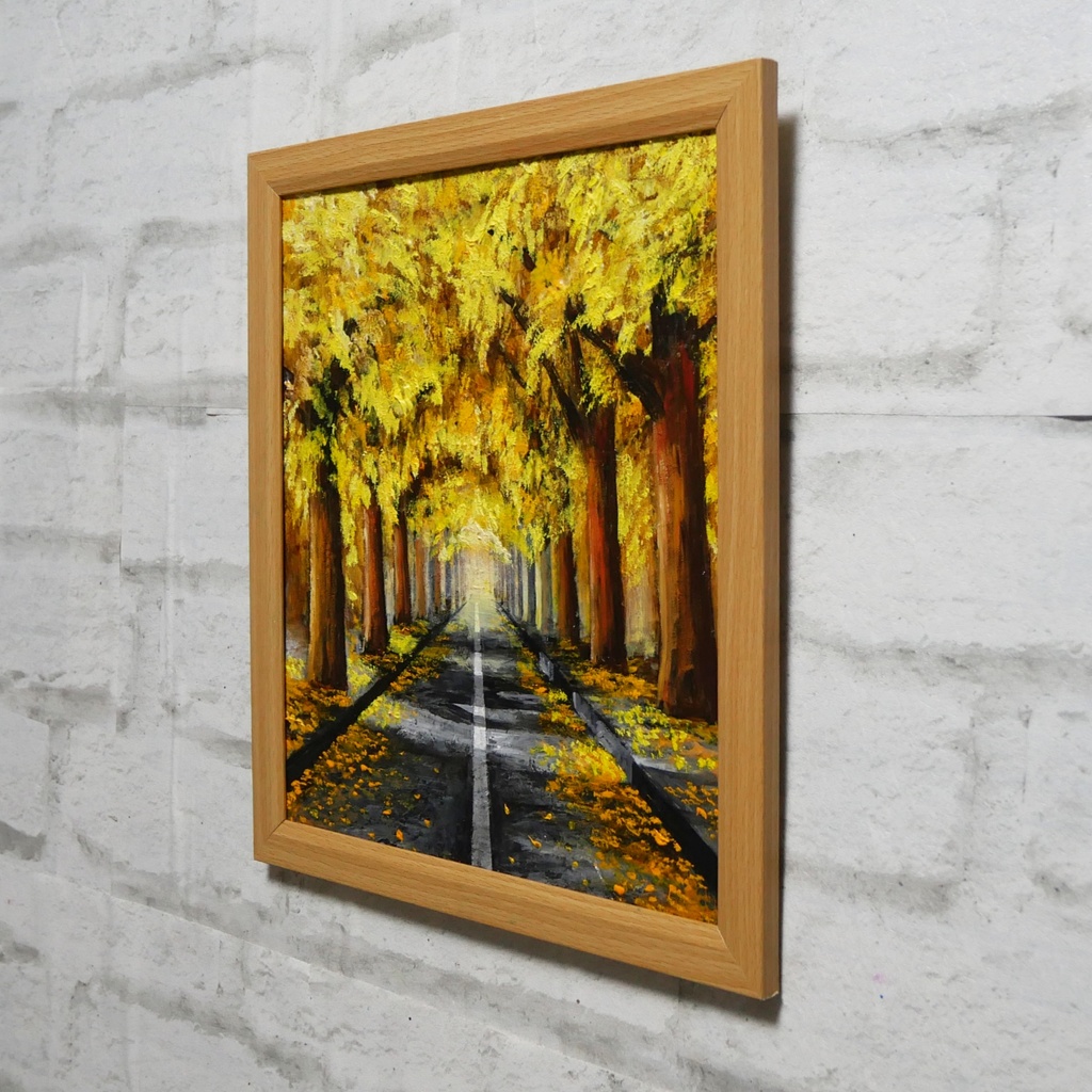 油絵 油彩 油彩画 絵 絵画【黄金色の並木道】