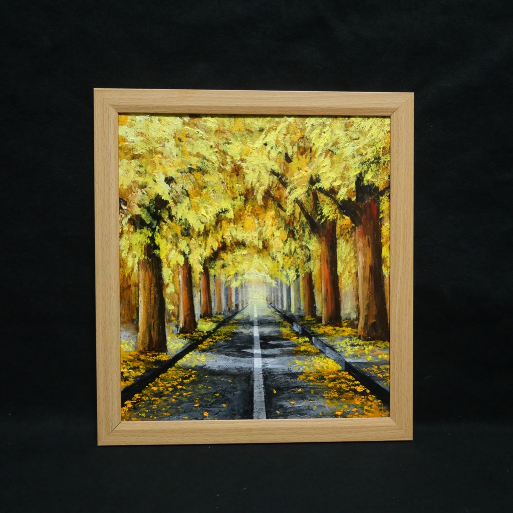 油絵 油彩 油彩画 絵 絵画【黄金色の並木道】