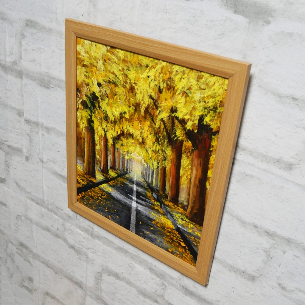 油絵 油彩 油彩画 絵 絵画【黄金色の並木道】