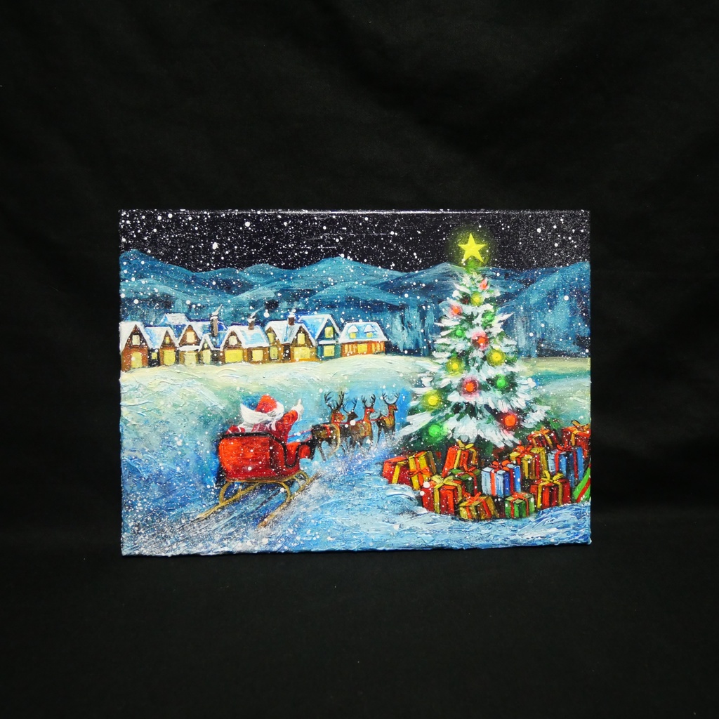 油絵 油彩 油彩画 絵 絵画 【聖夜の贈り物】