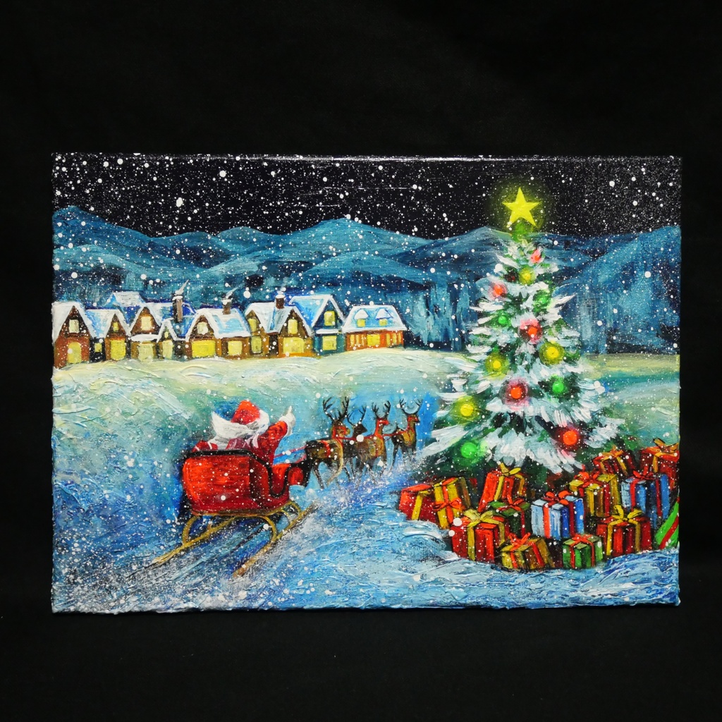 油絵 油彩 油彩画 絵 絵画 【聖夜の贈り物】