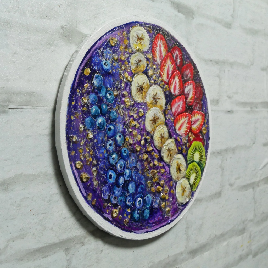 油絵 油彩 油彩画 絵 絵画 丸形キャンバス【アサイーボウル】