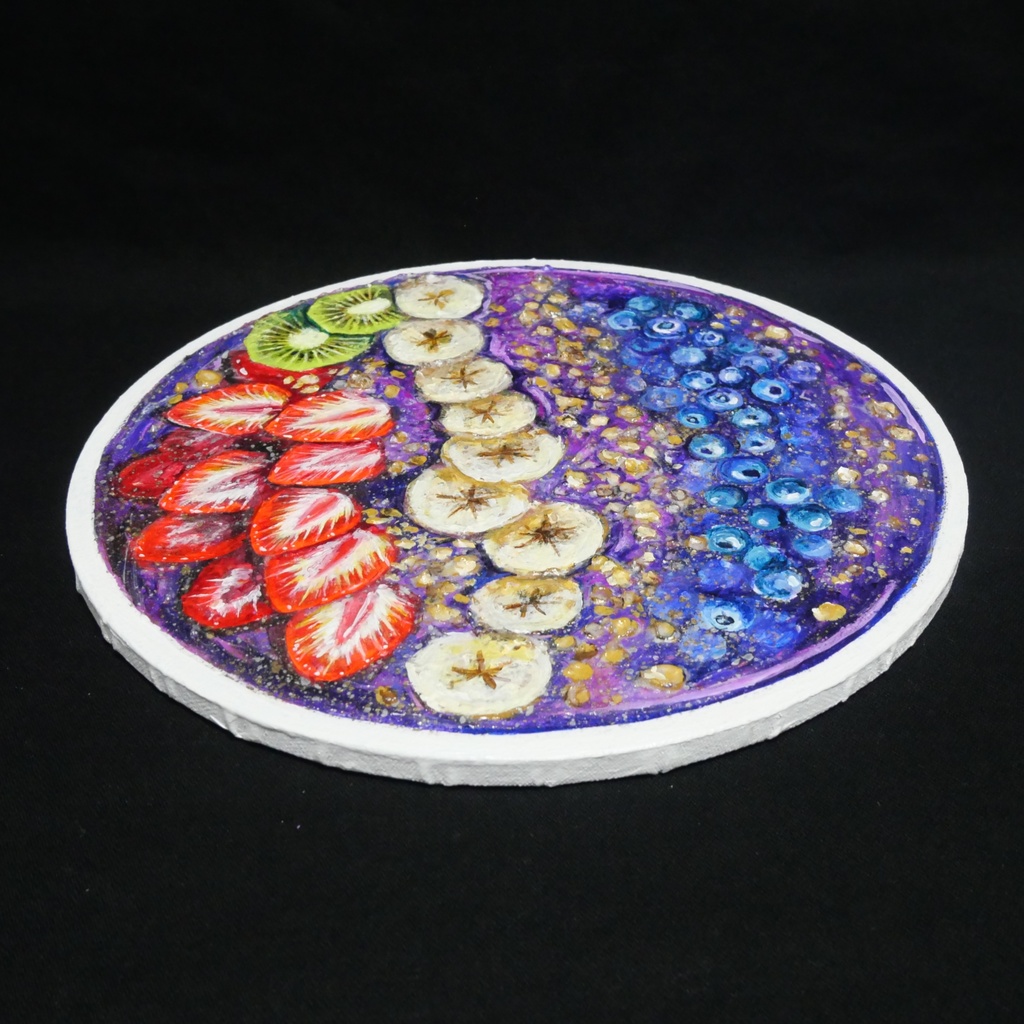 油絵 油彩 油彩画 絵 絵画 丸形キャンバス【アサイーボウル】