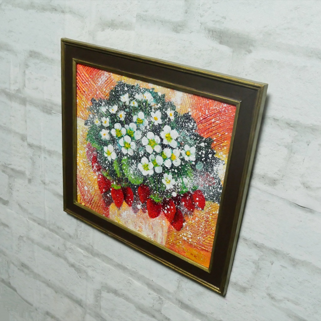 油絵 油彩 油彩画 絵 絵画 【苺の花】