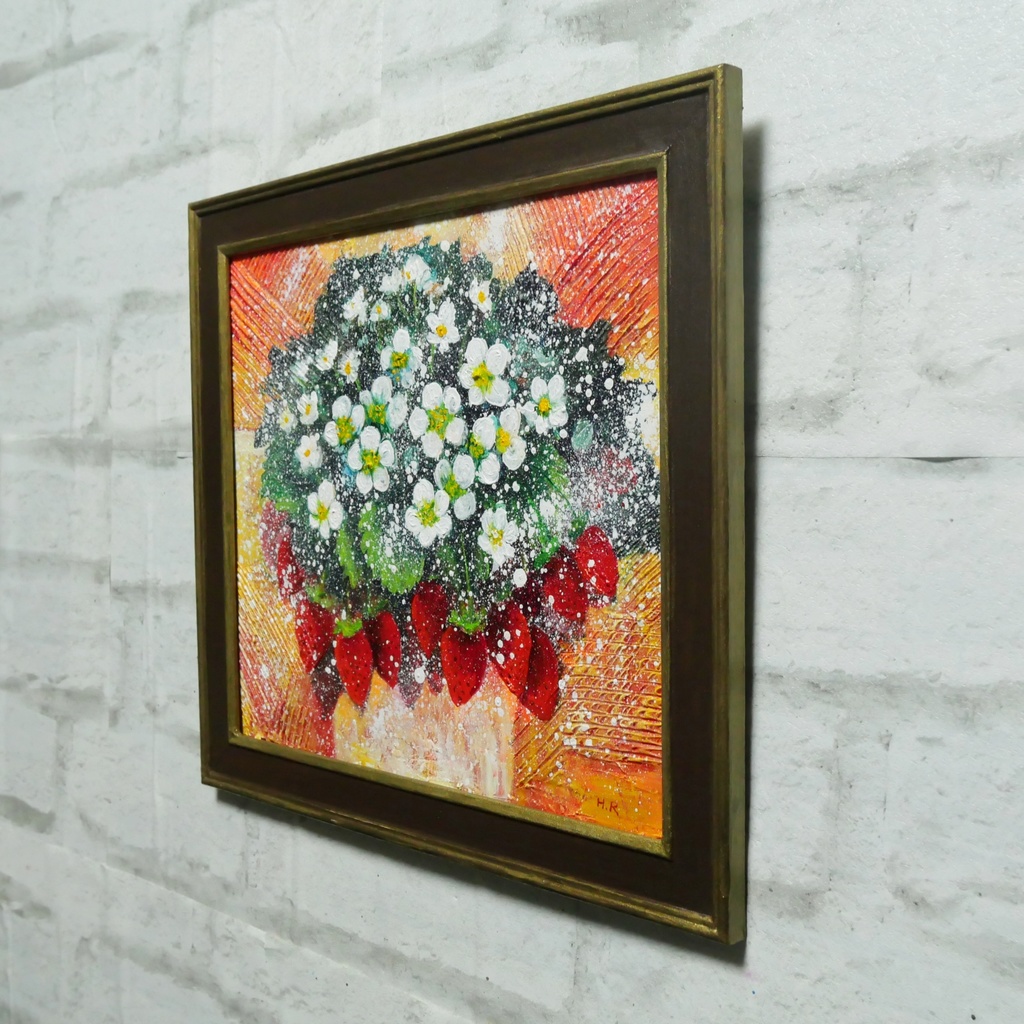 油絵 油彩 油彩画 絵 絵画 【苺の花】