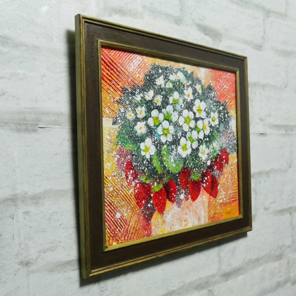 油絵 油彩 油彩画 絵 絵画 【苺の花】