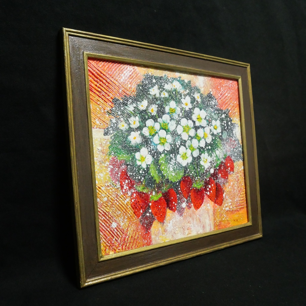 油絵 油彩 油彩画 絵 絵画 【苺の花】