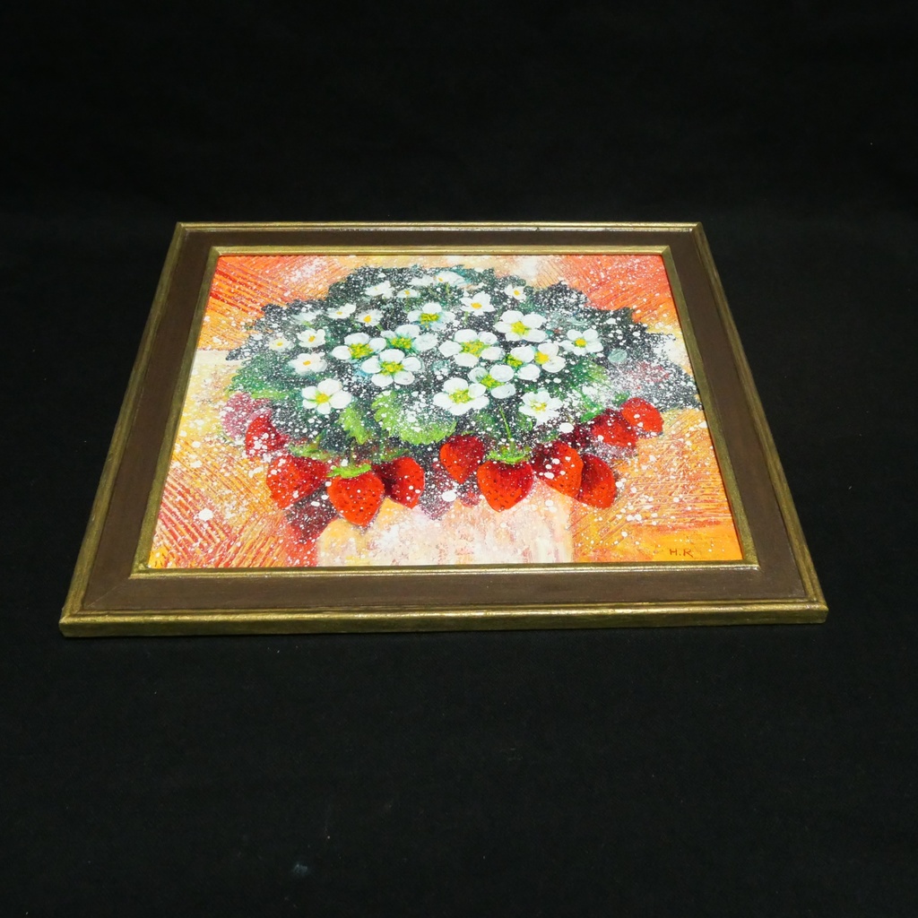 油絵 油彩 油彩画 絵 絵画 【苺の花】