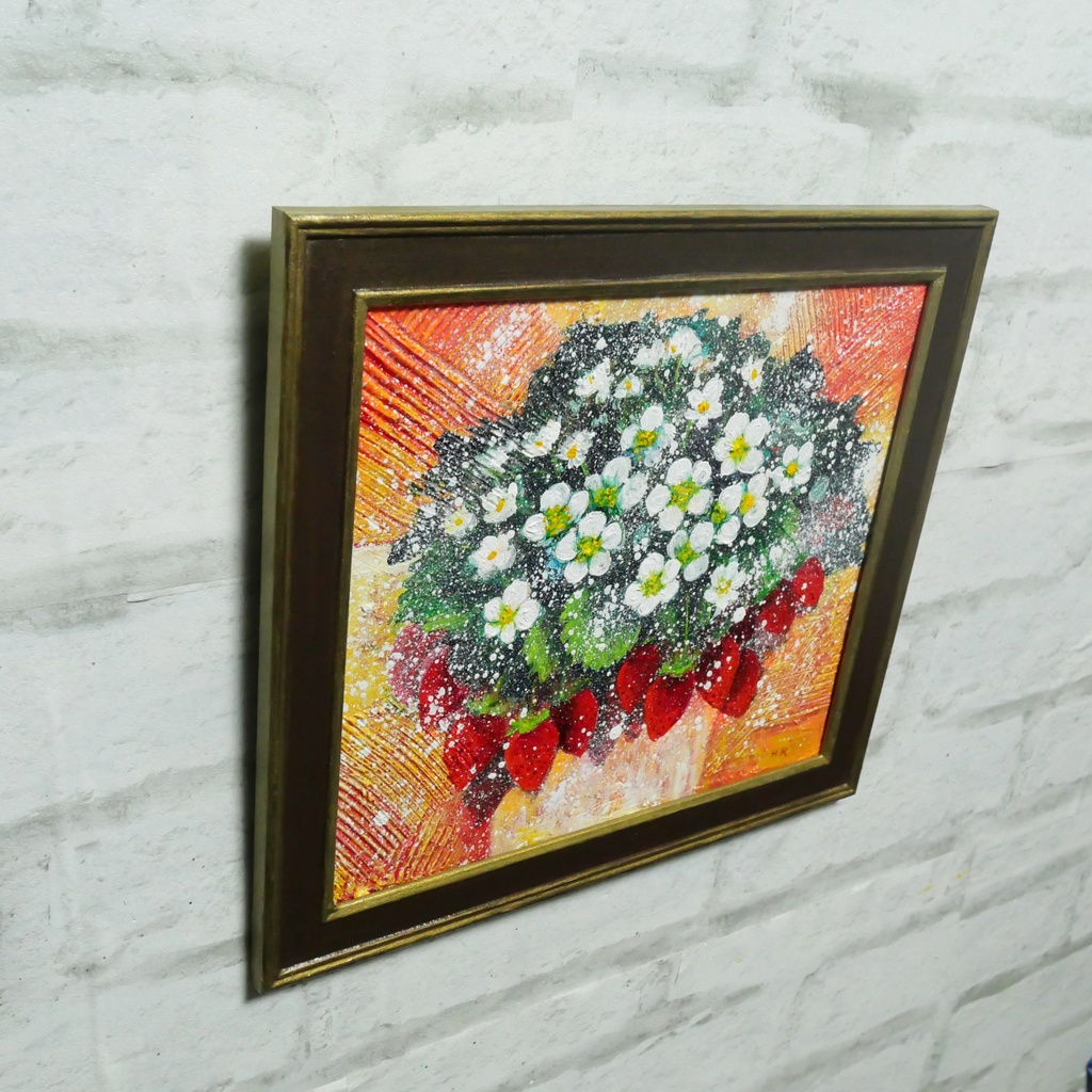 油絵 油彩 油彩画 絵 絵画 【苺の花】