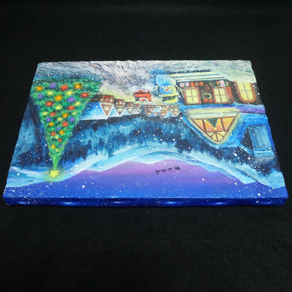 油絵 油彩 油彩画 絵 絵画【クリスマスイブの町】