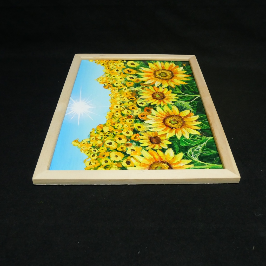 油絵 油彩 油彩画 絵 絵画 【太陽とひまわり畑】