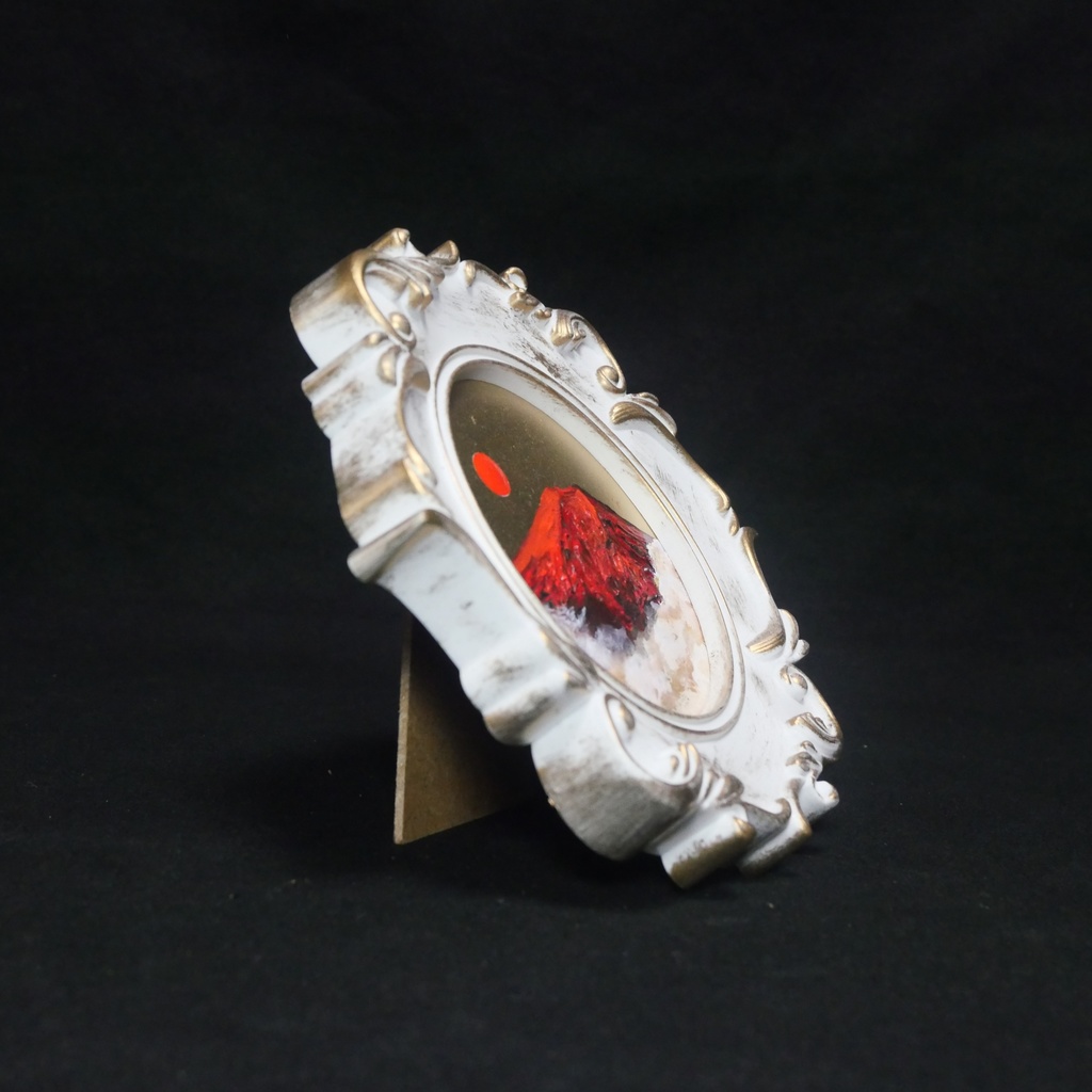 油絵 油彩 油彩画 絵 絵画 ミニ絵画【赤い富士山】