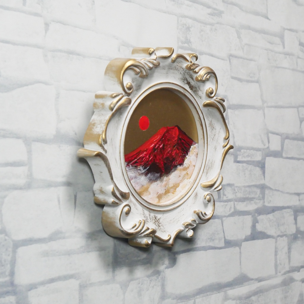 油絵 油彩 油彩画 絵 絵画 ミニ絵画【赤い富士山】