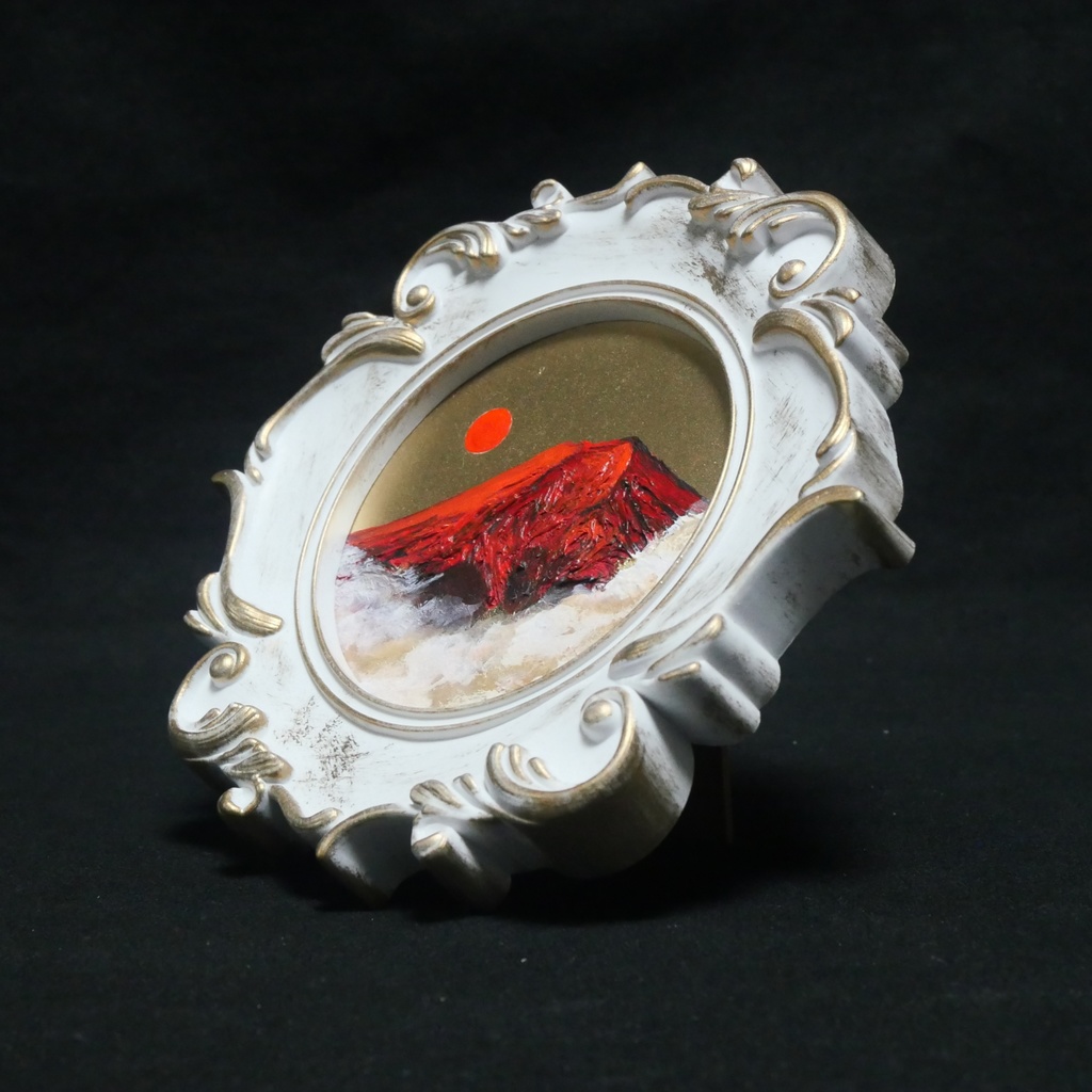 油絵 油彩 油彩画 絵 絵画 ミニ絵画【赤い富士山】