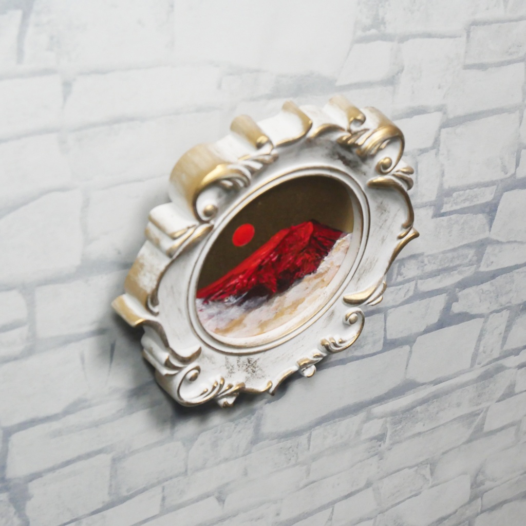 油絵 油彩 油彩画 絵 絵画 ミニ絵画【赤い富士山】