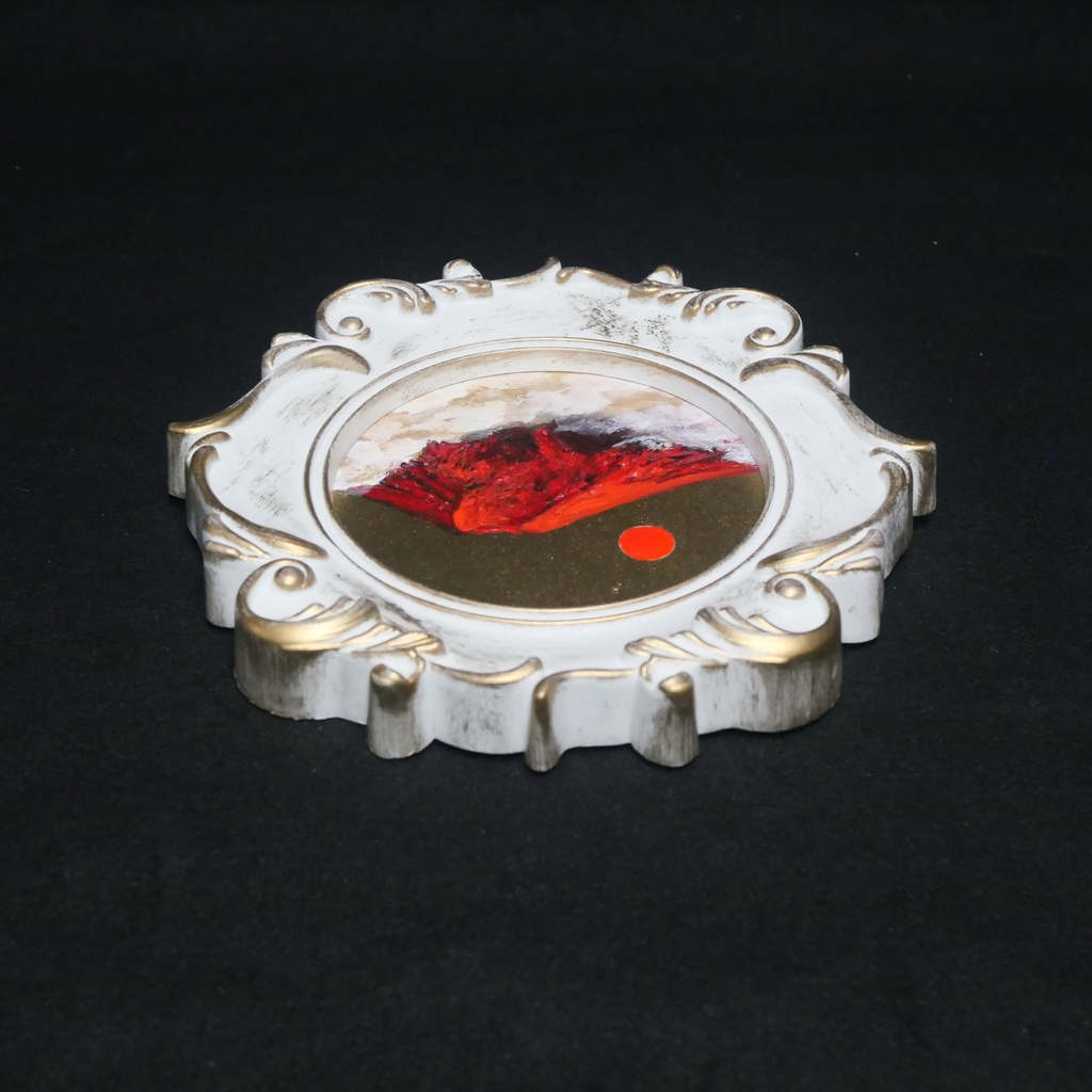 油絵 油彩 油彩画 絵 絵画 ミニ絵画【赤い富士山】