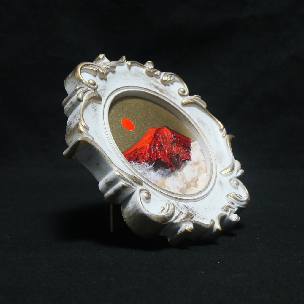 油絵 油彩 油彩画 絵 絵画 ミニ絵画【赤い富士山】