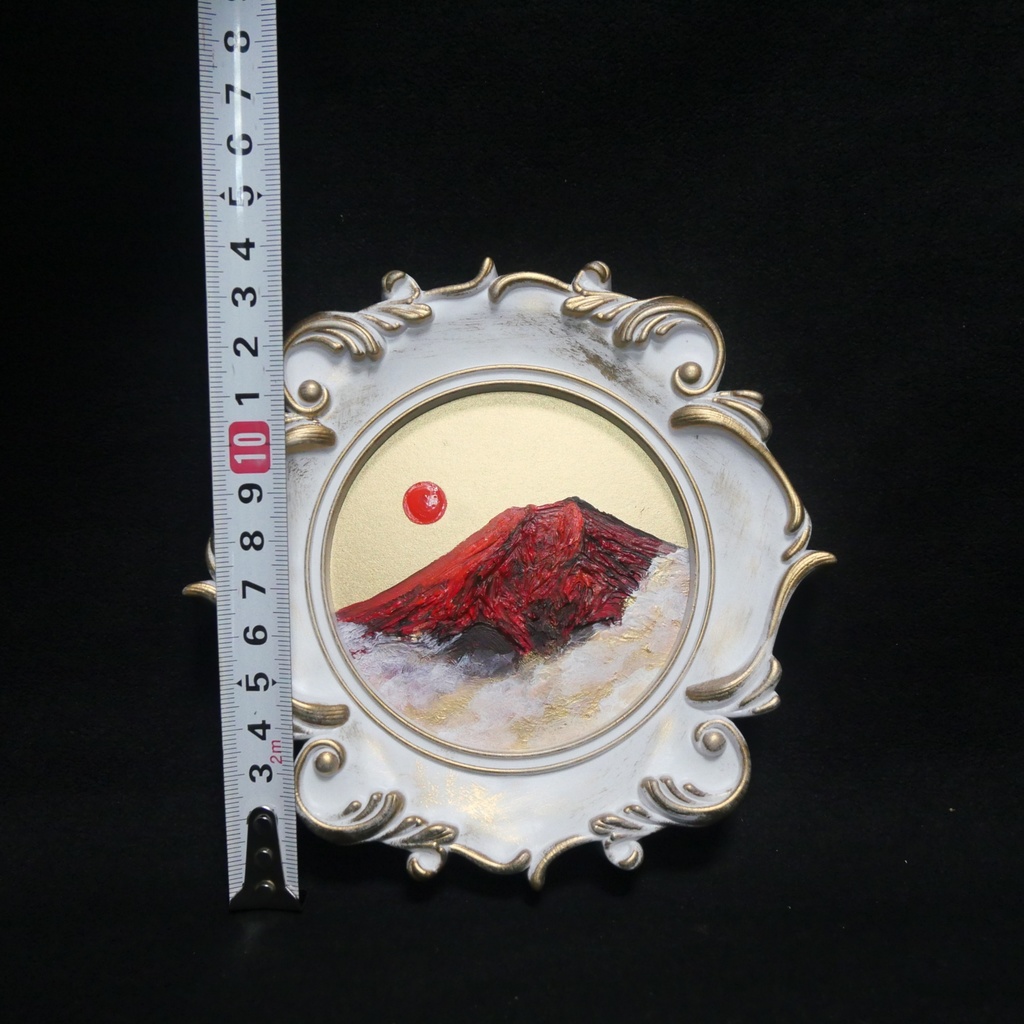油絵 油彩 油彩画 絵 絵画 ミニ絵画【赤い富士山】