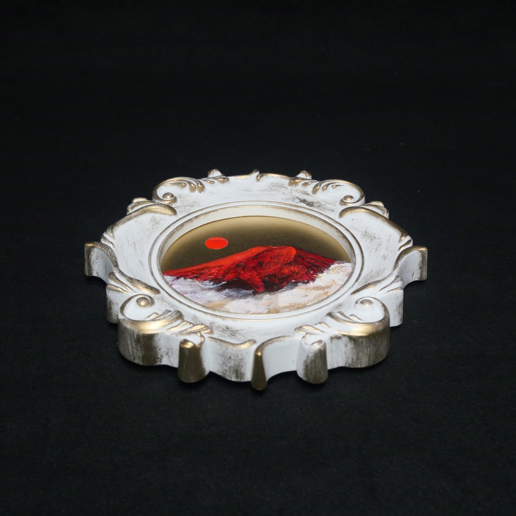 油絵 油彩 油彩画 絵 絵画 ミニ絵画【赤い富士山】