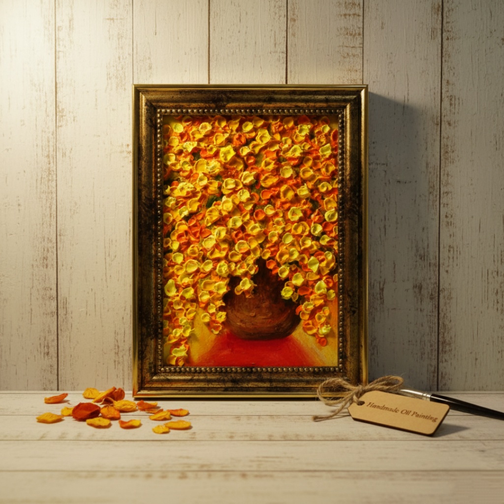 油絵 ミニ絵画 油彩画 【ミモザ】 絵画 原画