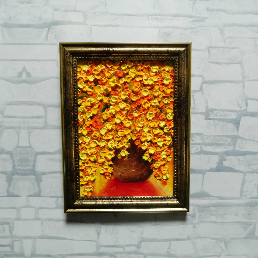 油絵 ミニ絵画 油彩画 【ミモザ】 絵画 原画