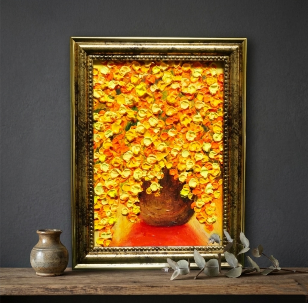 油絵 ミニ絵画 油彩画 【ミモザ】 絵画 原画