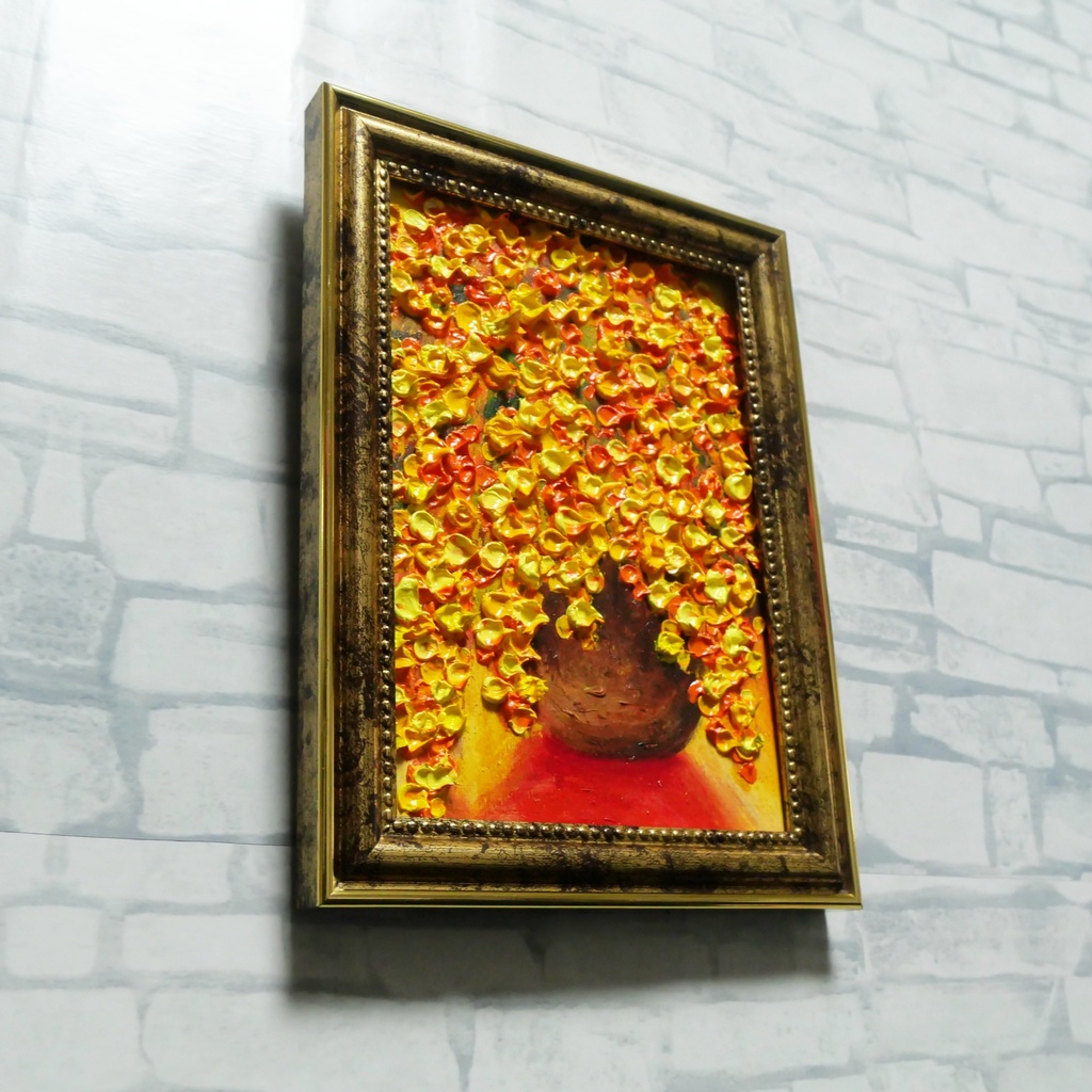 油絵 ミニ絵画 油彩画 【ミモザ】 絵画 原画