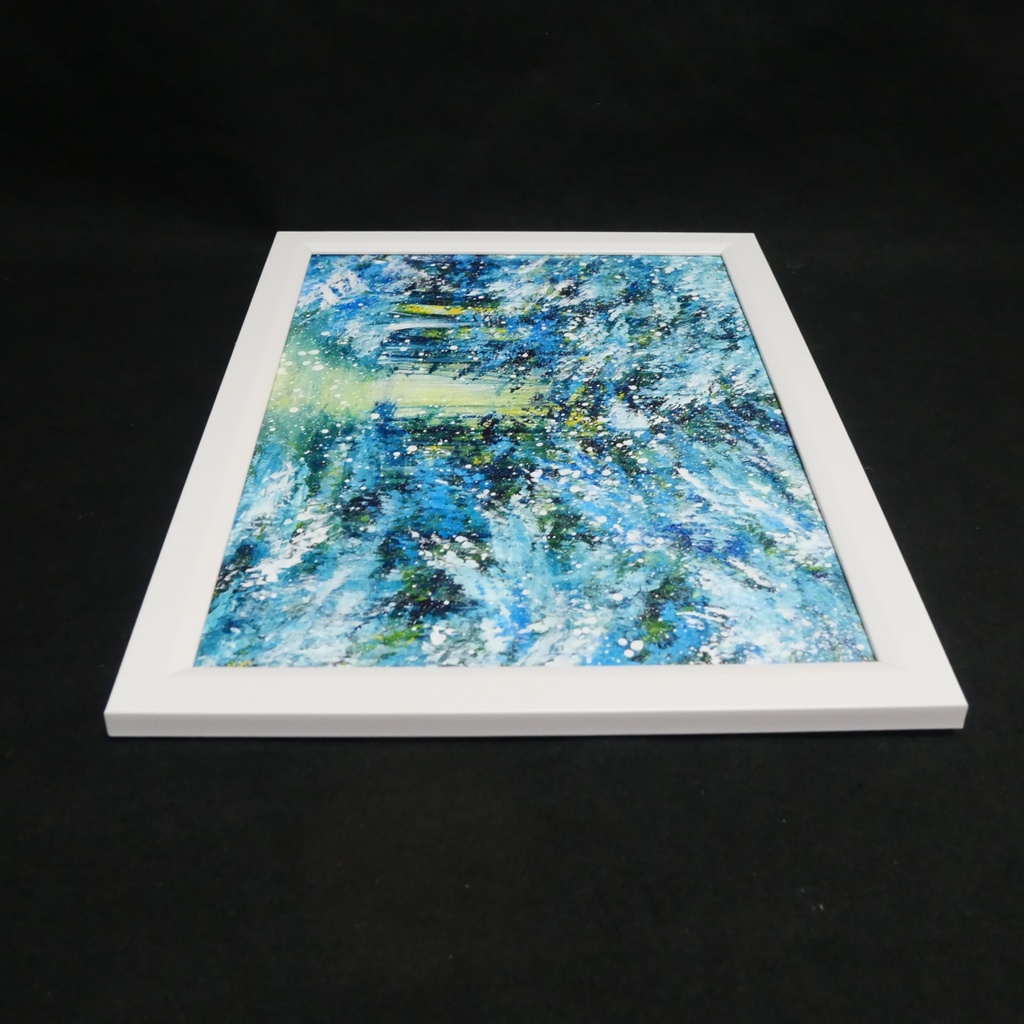 油彩画【雪の森の光】冬の風景