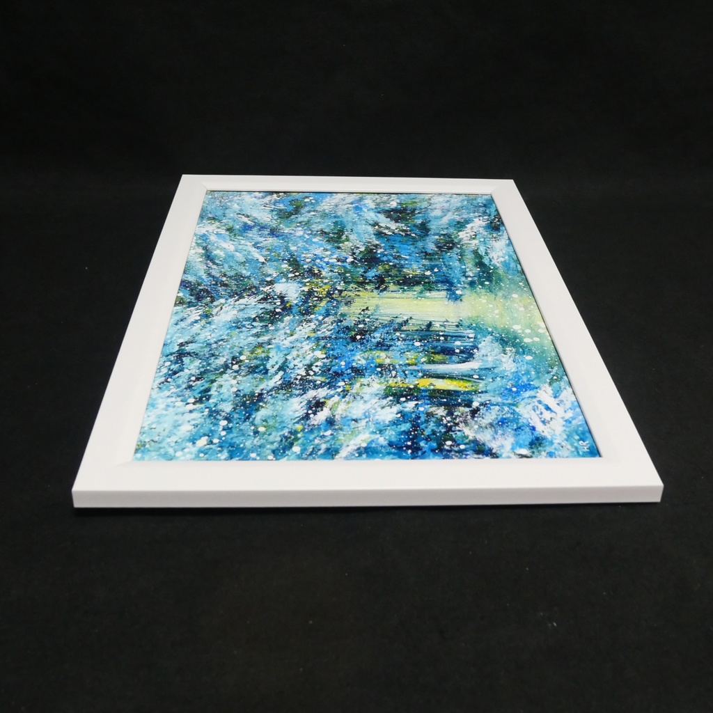 油彩画【雪の森の光】冬の風景